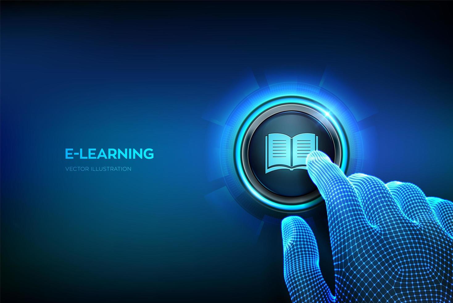 E-learning. Innovative online education and internet technology vector