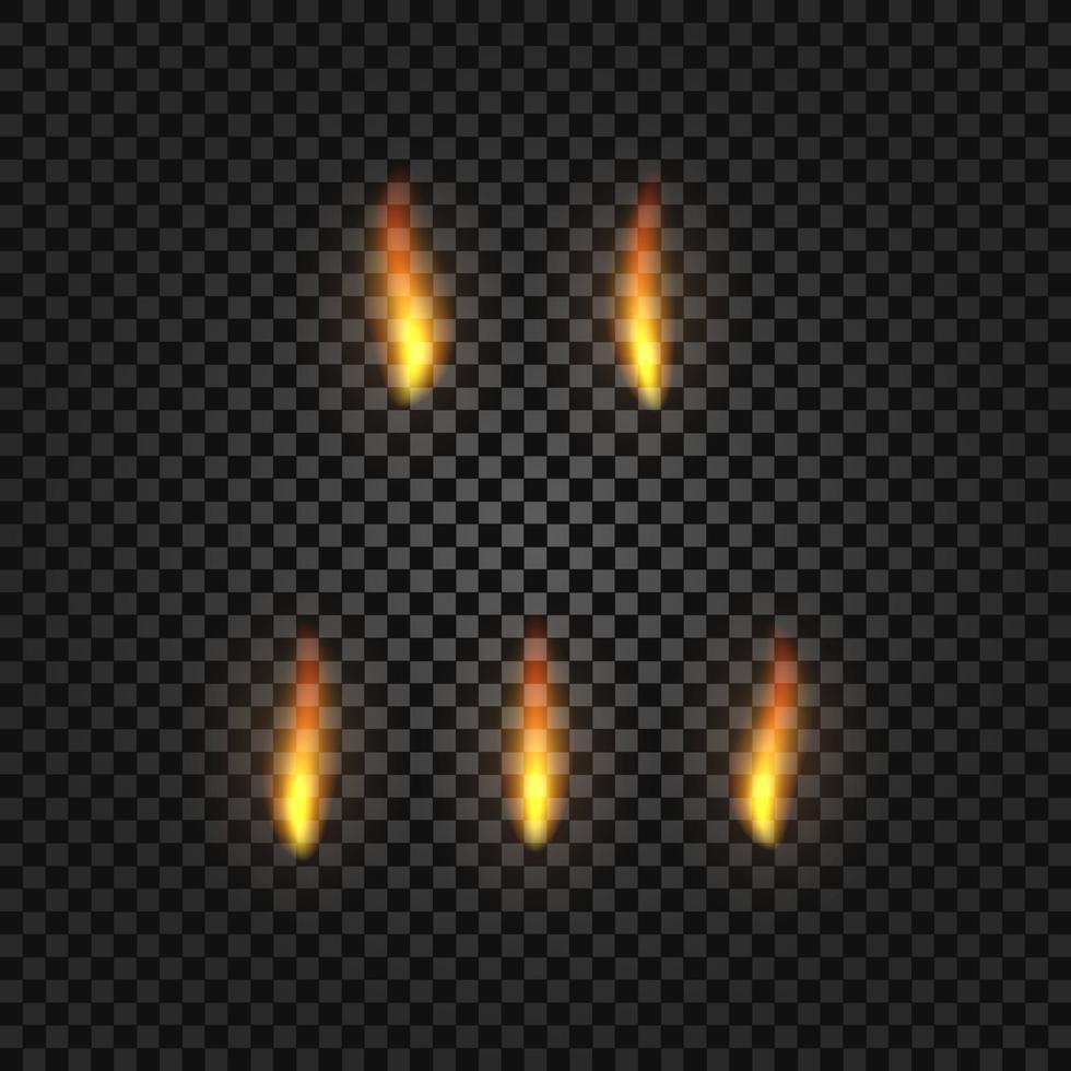 Set of realistic fire. Vector illustration