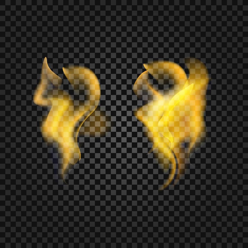 Set of realistic fire flames with transparency  background vector