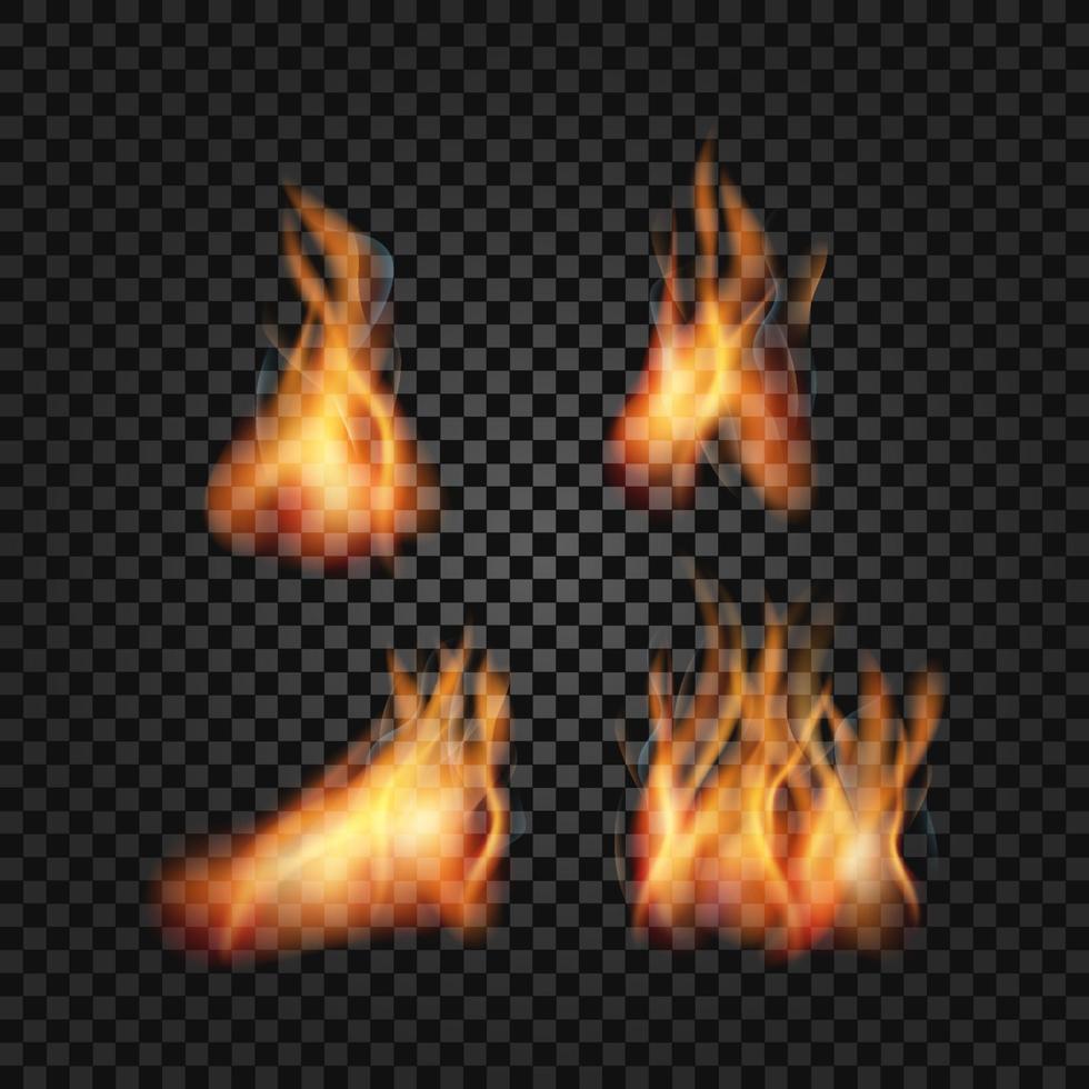 Collection of realistic fire flames vector