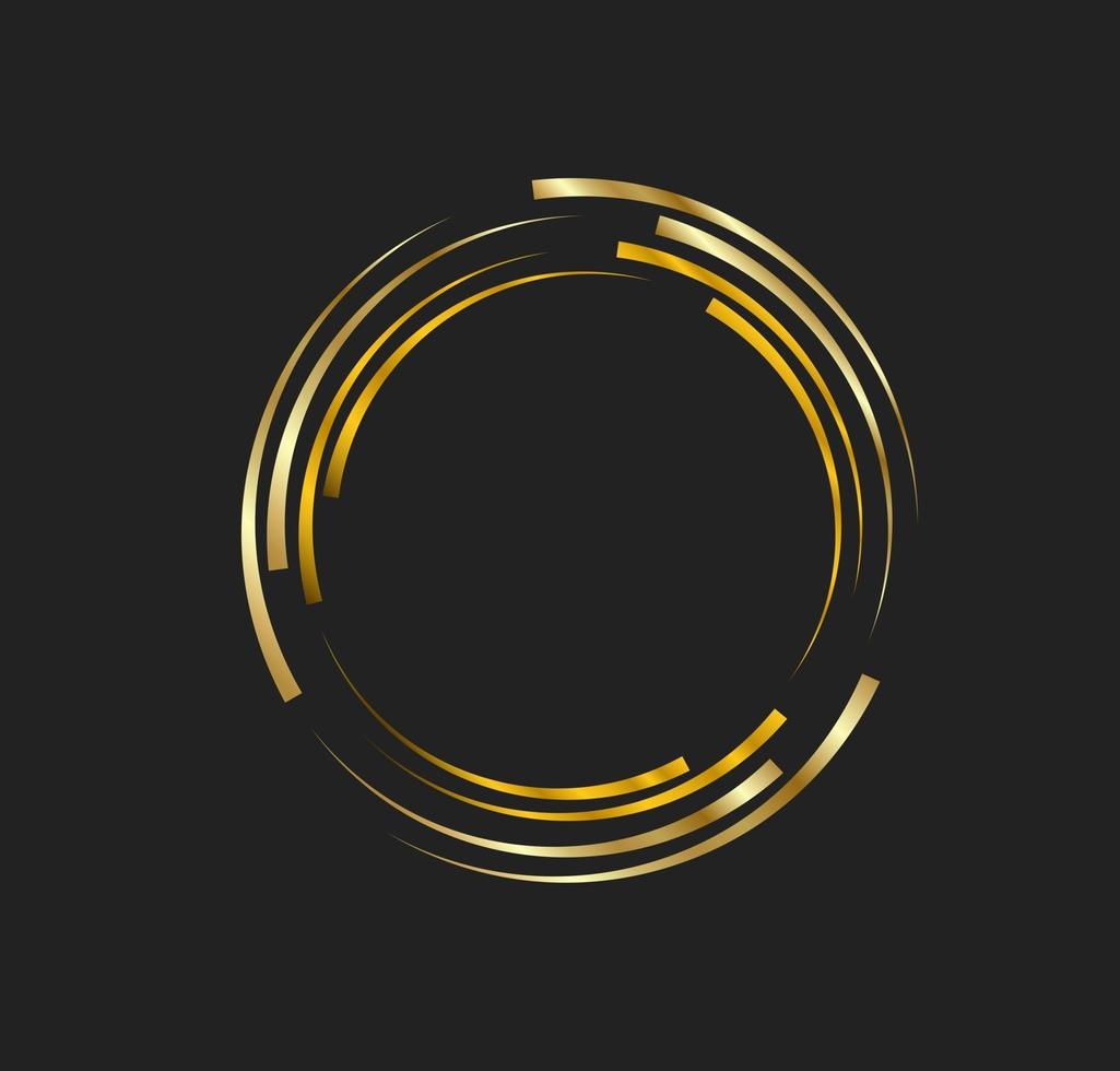líneas doradas abstractas en forma de círculo, elemento de diseño de logotipo de lujo vector