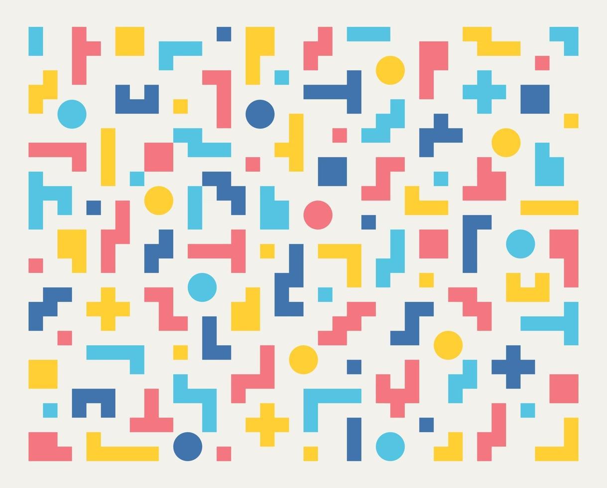 Tetris-shaped figures are combined to make a pattern. vector