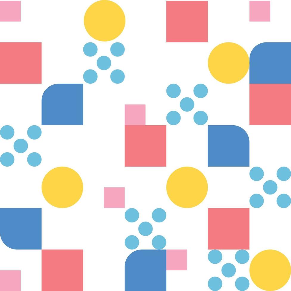 Multi-colored circles and square dots form a pattern. vector