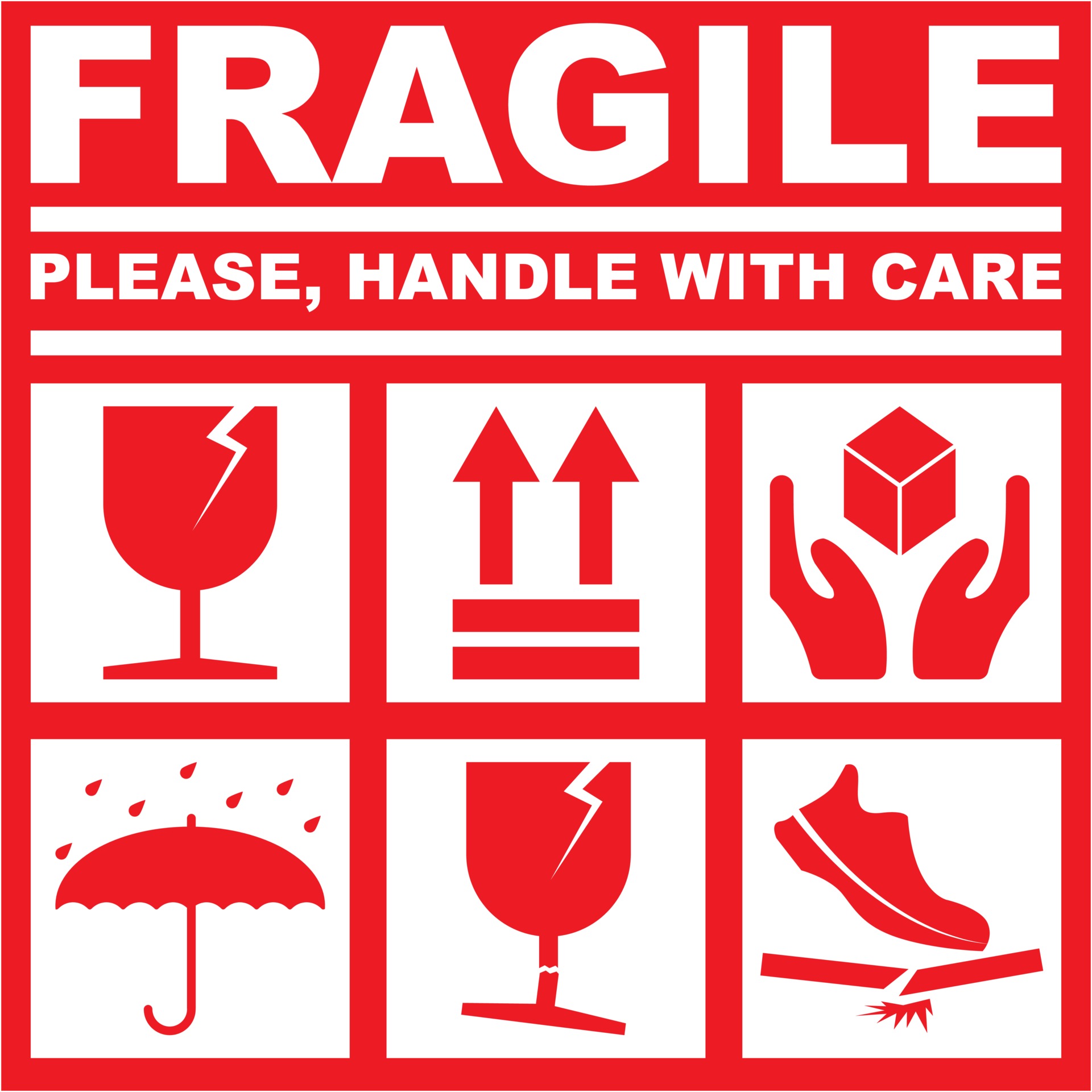 Printable Fragile Please Handle With Care White Red Color 3015754 Vector Art At Vecteezy