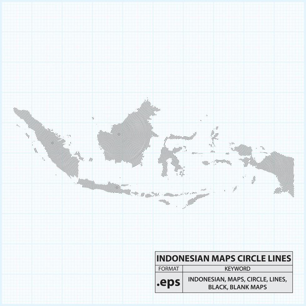 Indonesia mapas en blanco líneas circulares vector