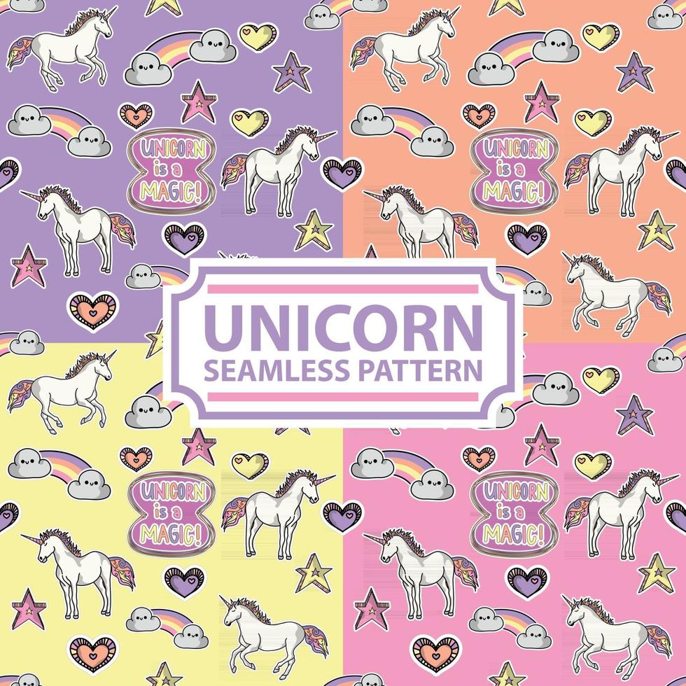 unicornio mágico estilo de patrones sin fisuras vector