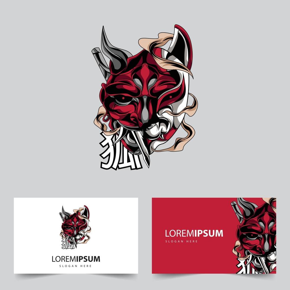 satan and fox mascot logo vector