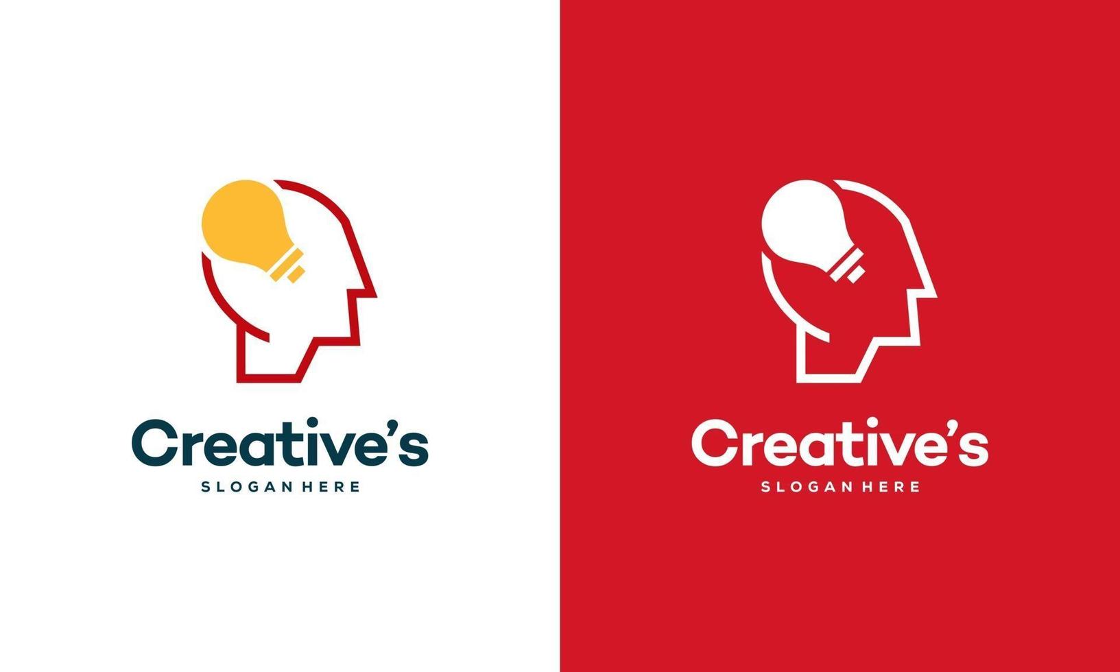 Creative People logo with light bulb concept vector, human head bulb vector