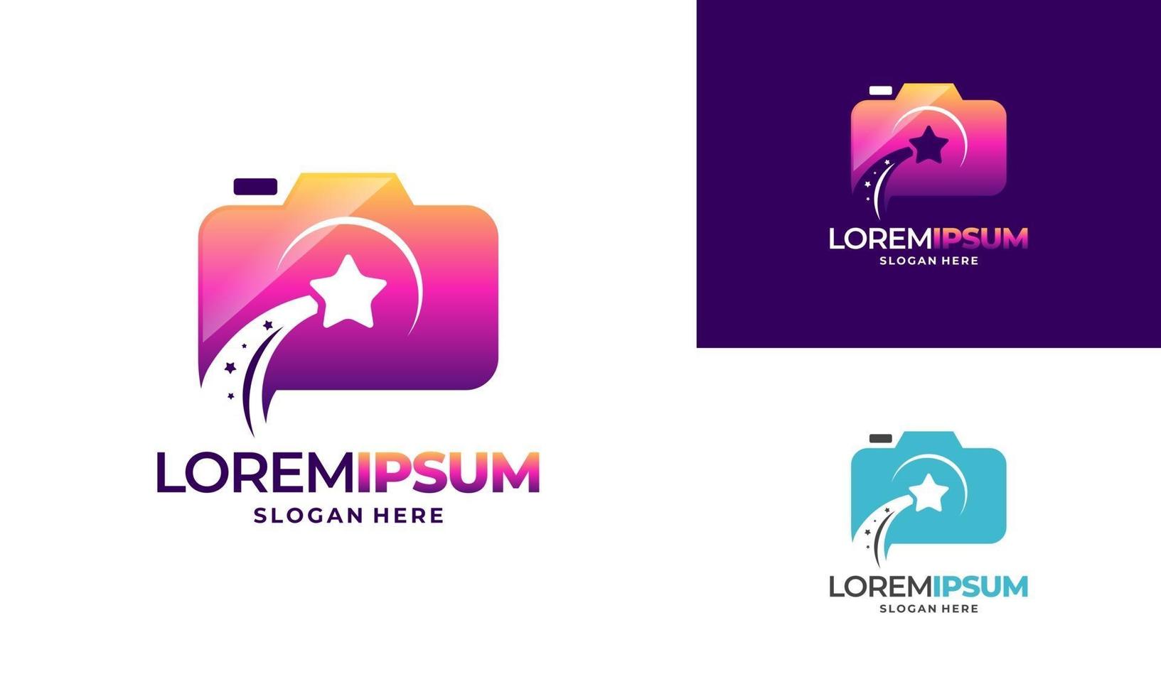 Camera Photography logo designs concept vector, Star Photography logo vector