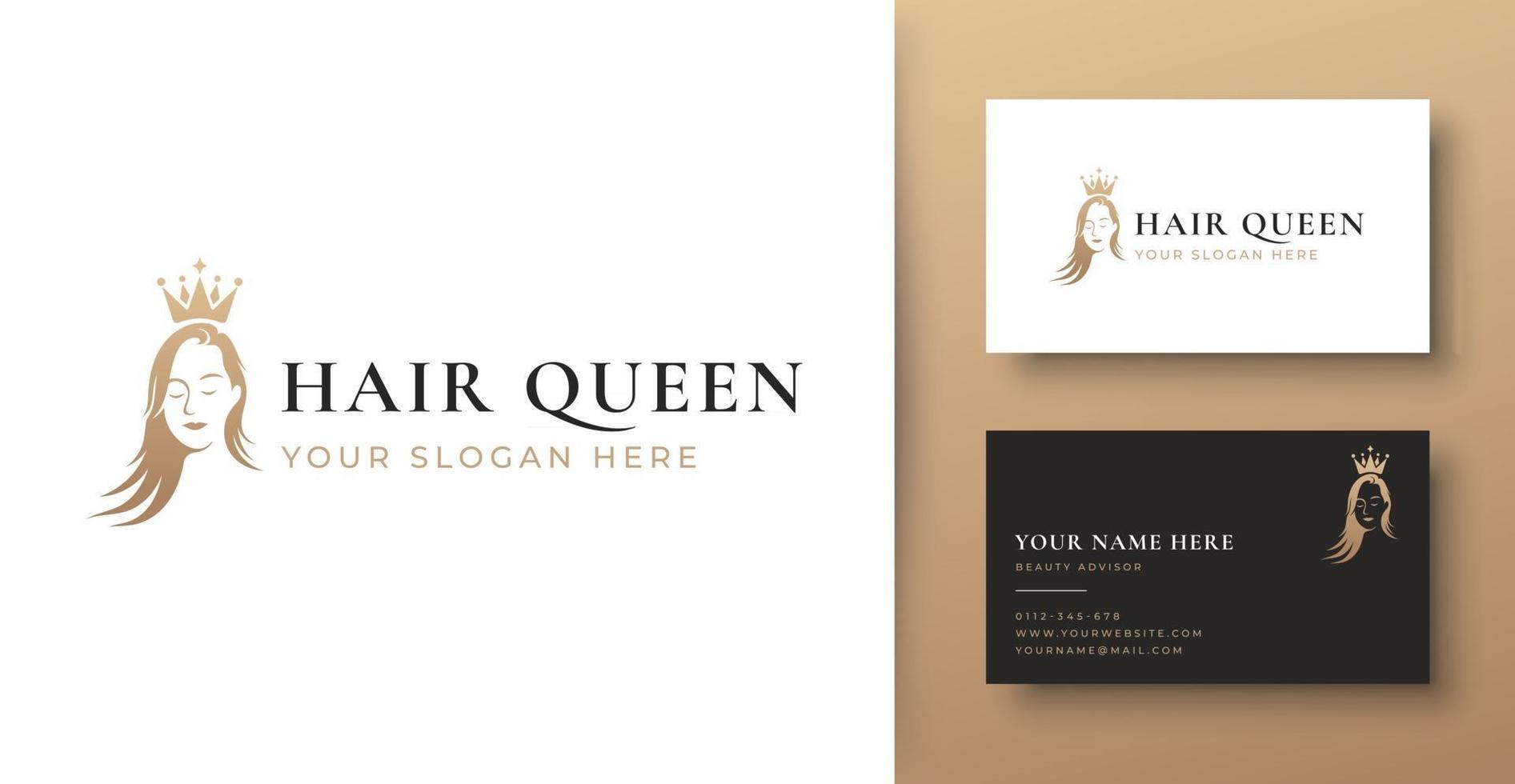 diseño de logotipo degradado dorado de peluquería de mujer vector