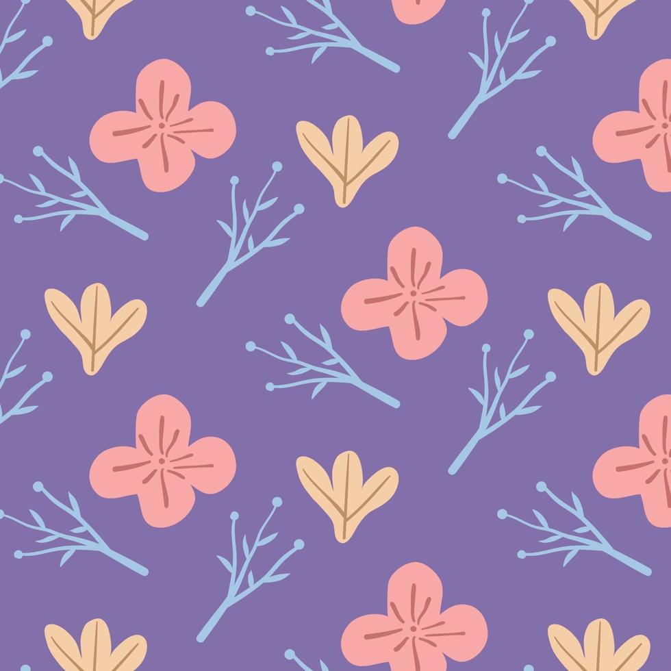 seamless pattern of flower and leaves for fabric vector