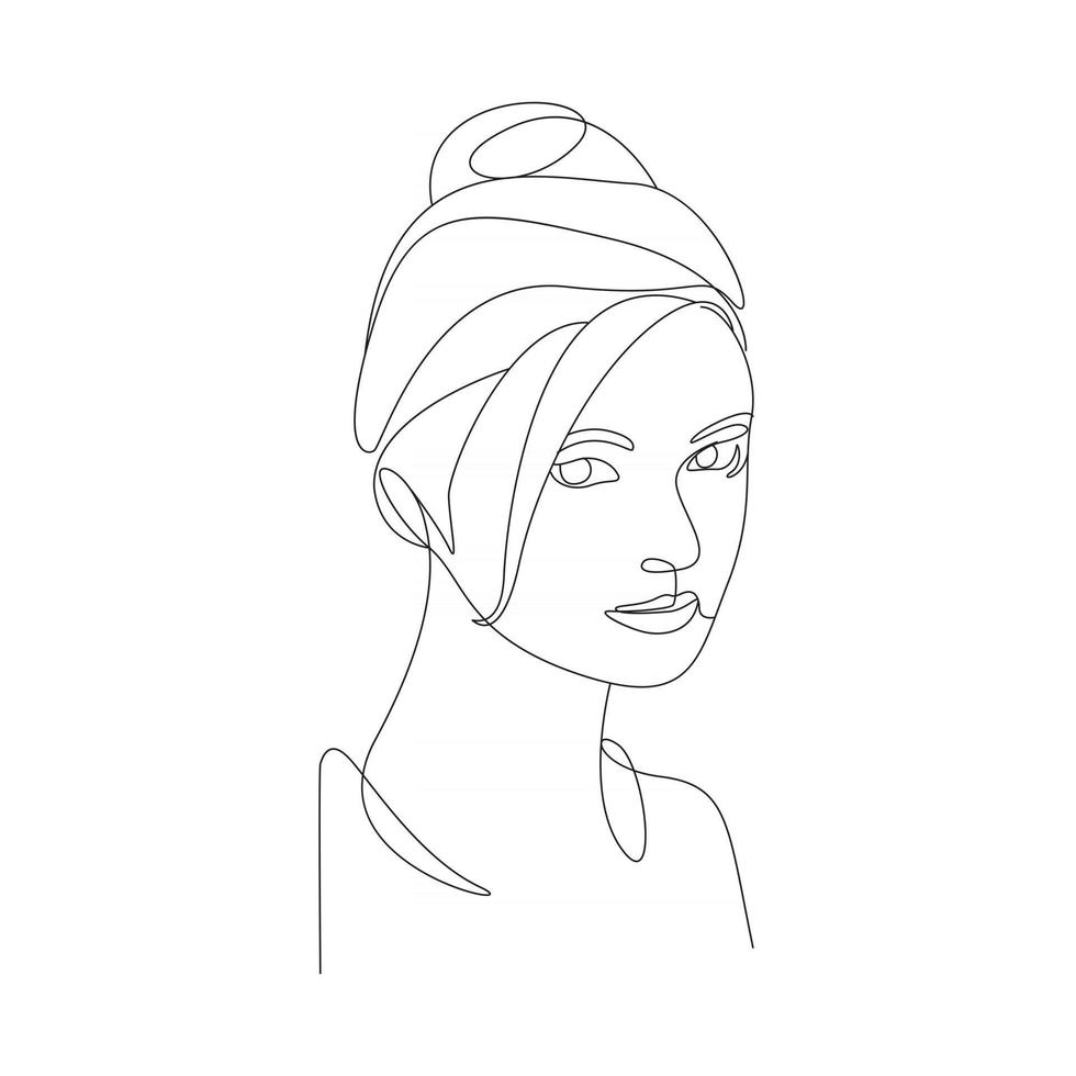 woman head oneline art style vector