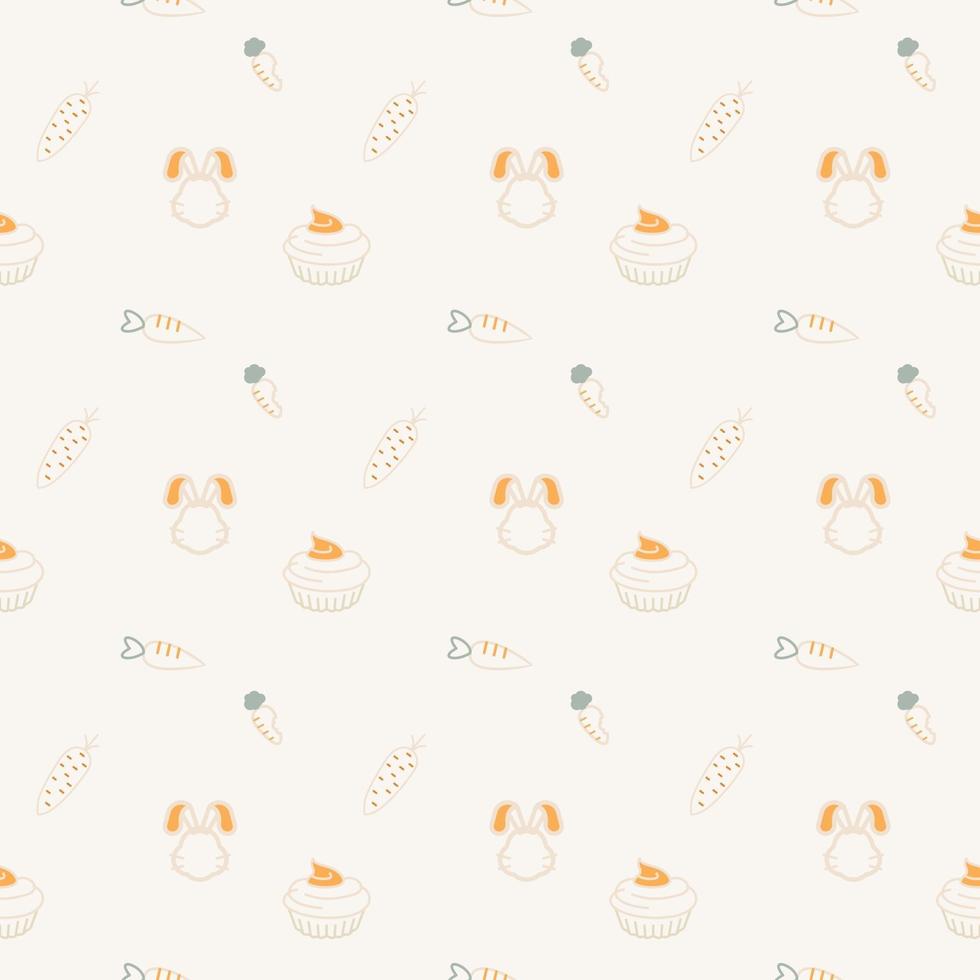 seamless pattern with carrot cake and sweets vector