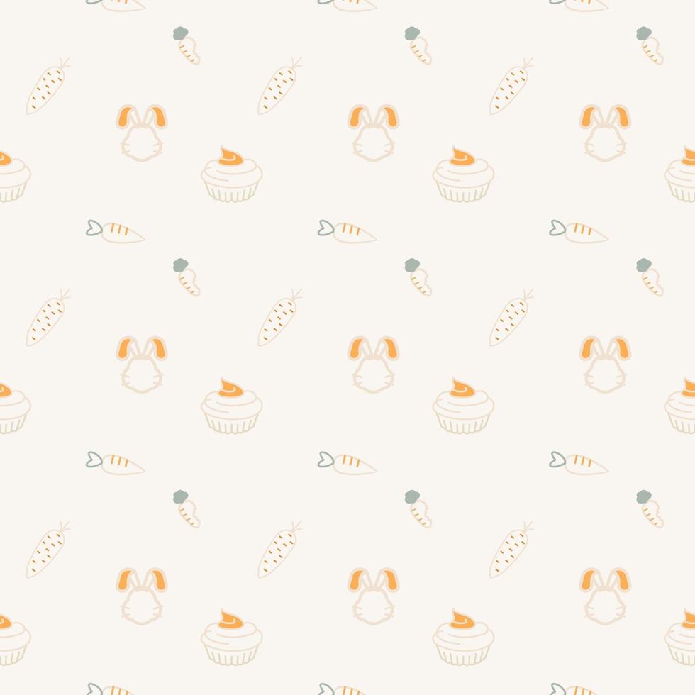 seamless pattern with carrot cake and sweets vector