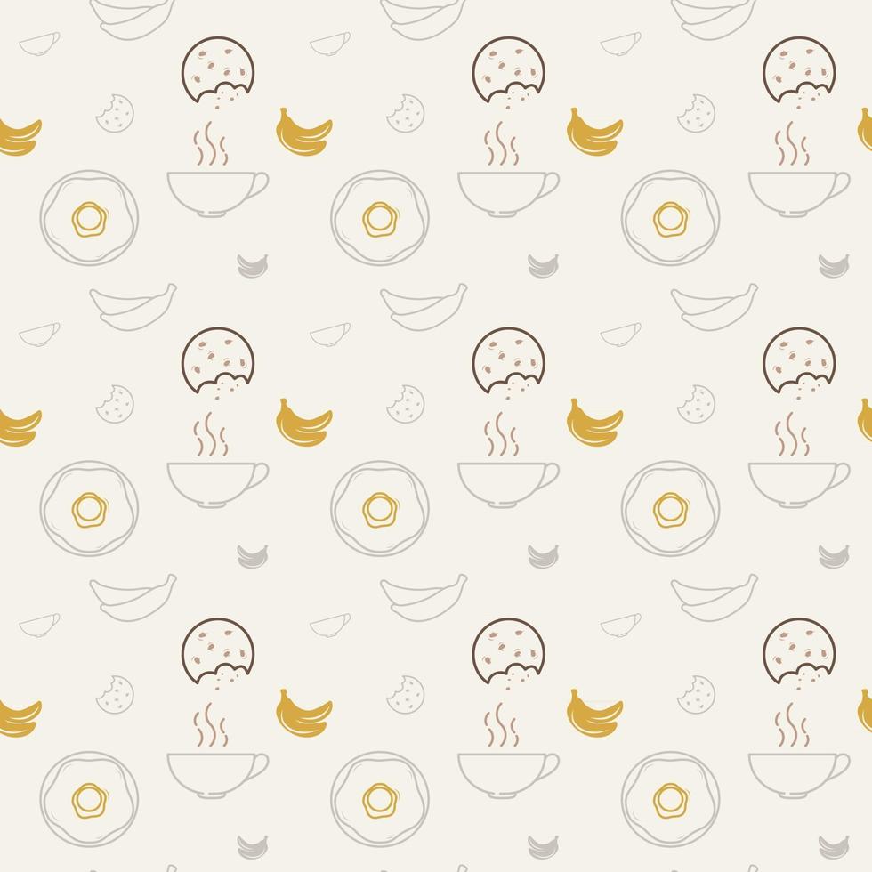 seamless pattern with breakfast, coffee, and cookies vector