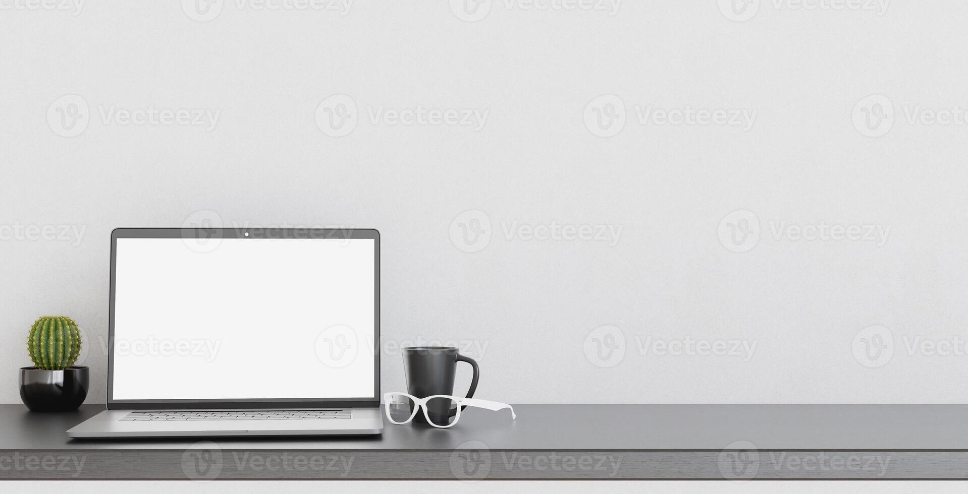 mockup of laptop on desk photo