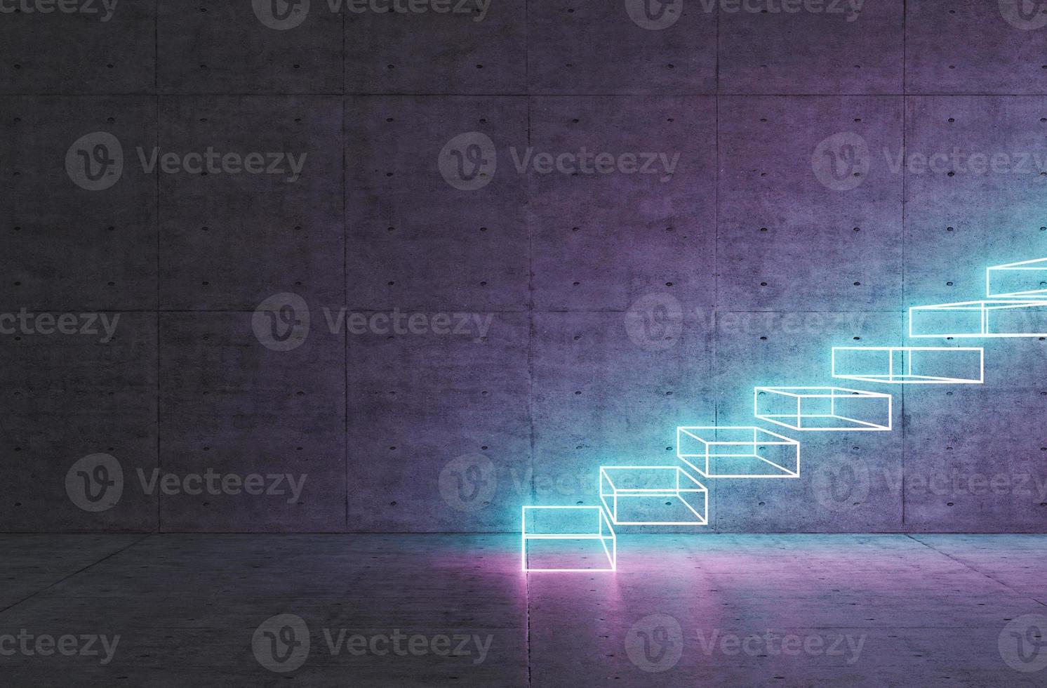 abstract stairs with neon lighting photo