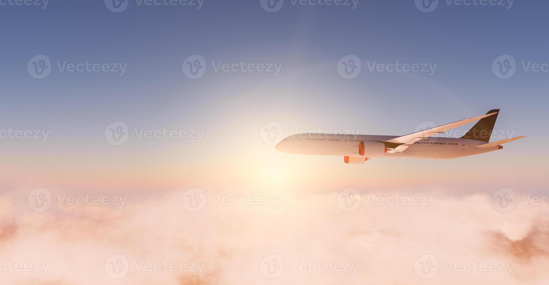 avión comercial volando por encima de las nubes foto