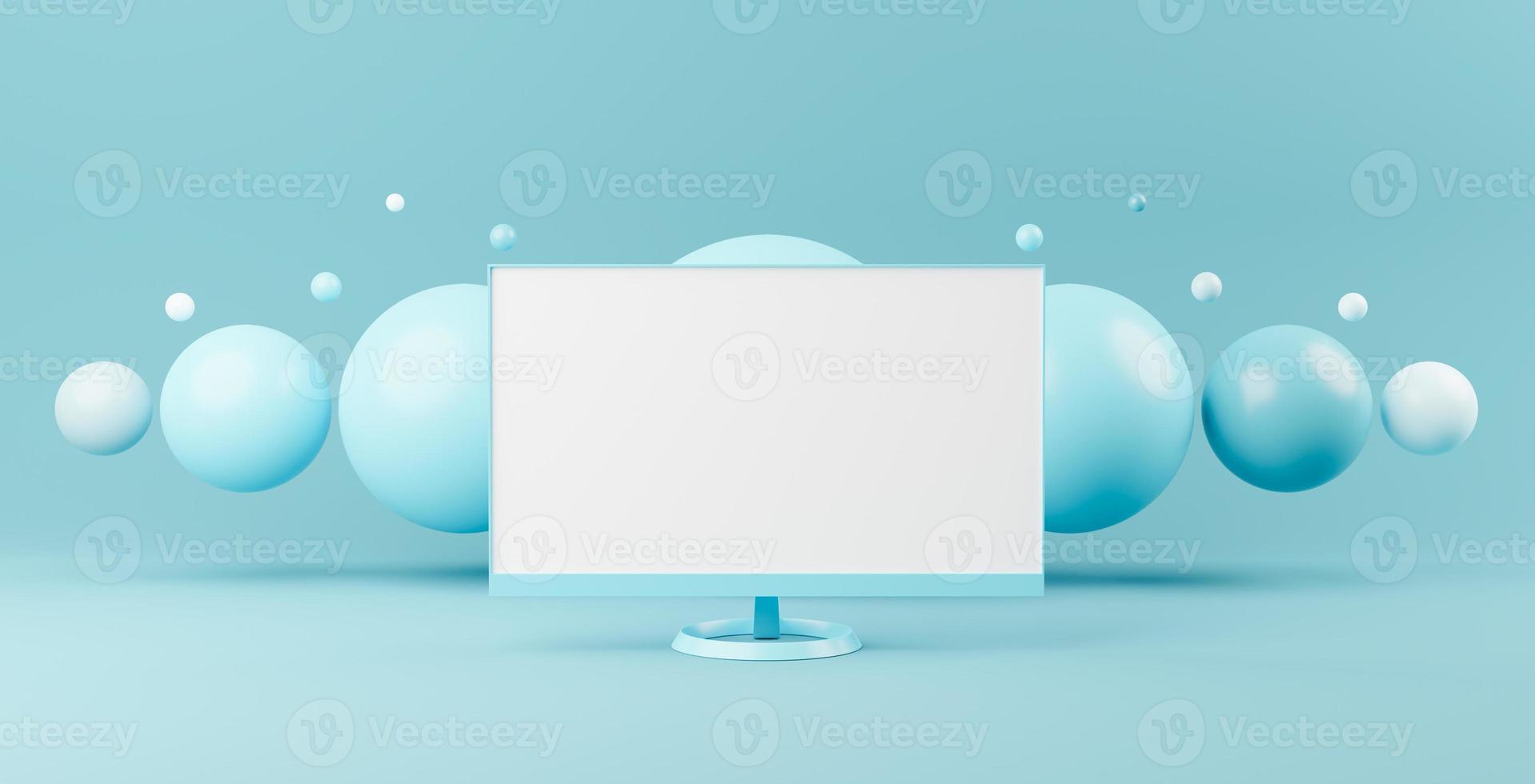 mock up of computer monitor with spheres photo