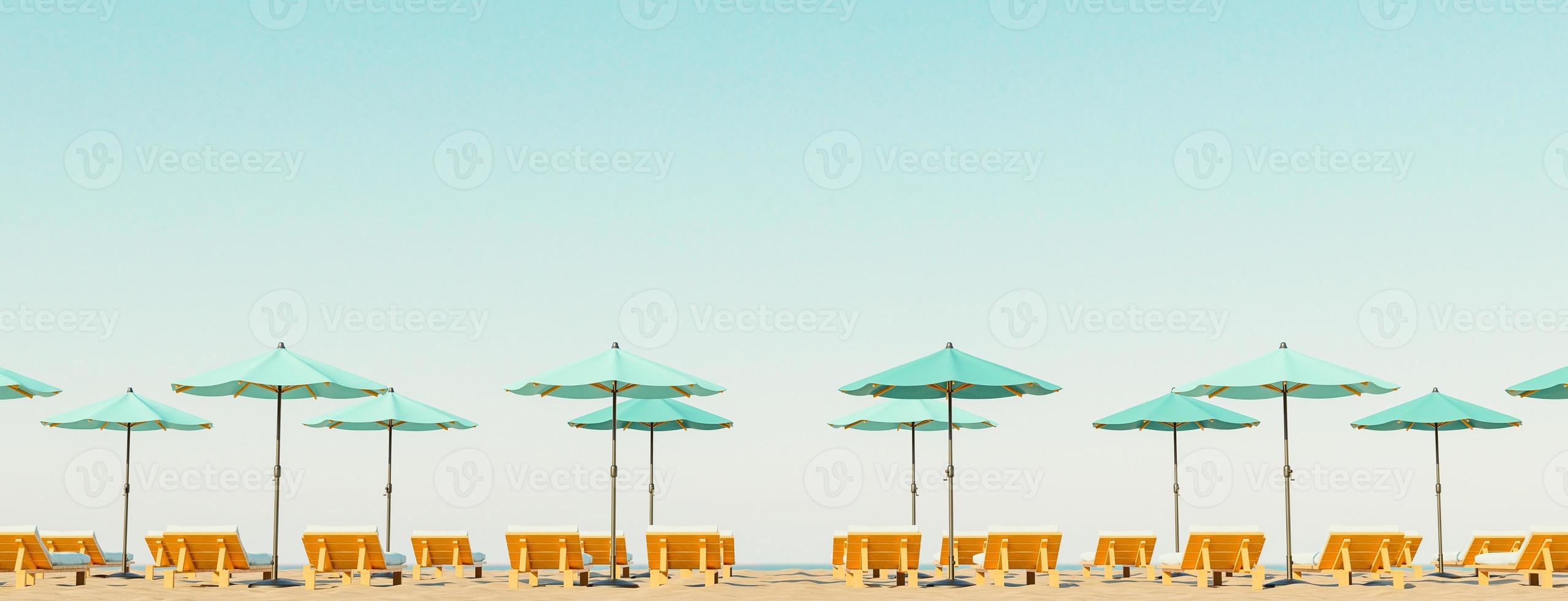 umbrellas on the beach horizon photo