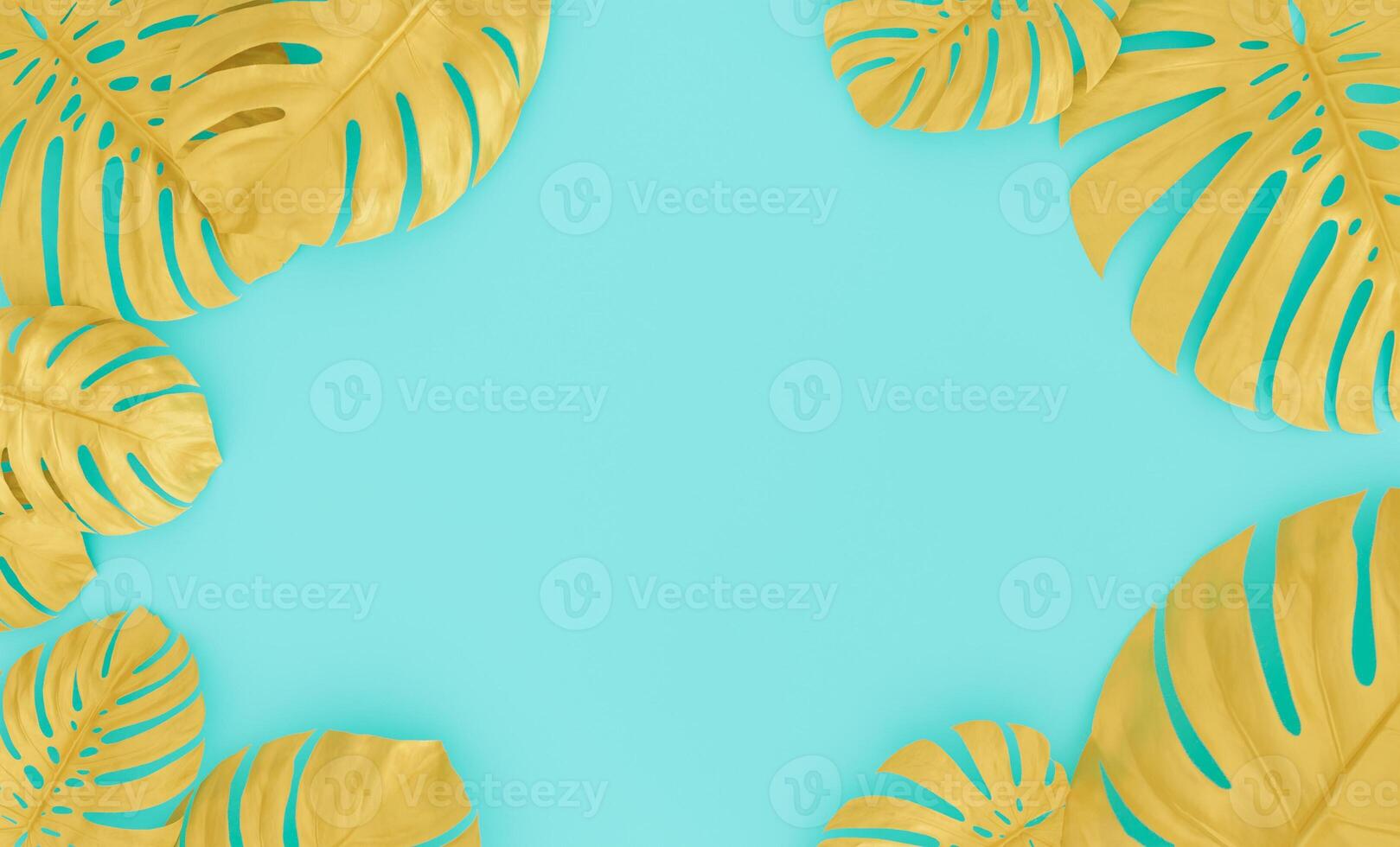 golden monstera leaves photo