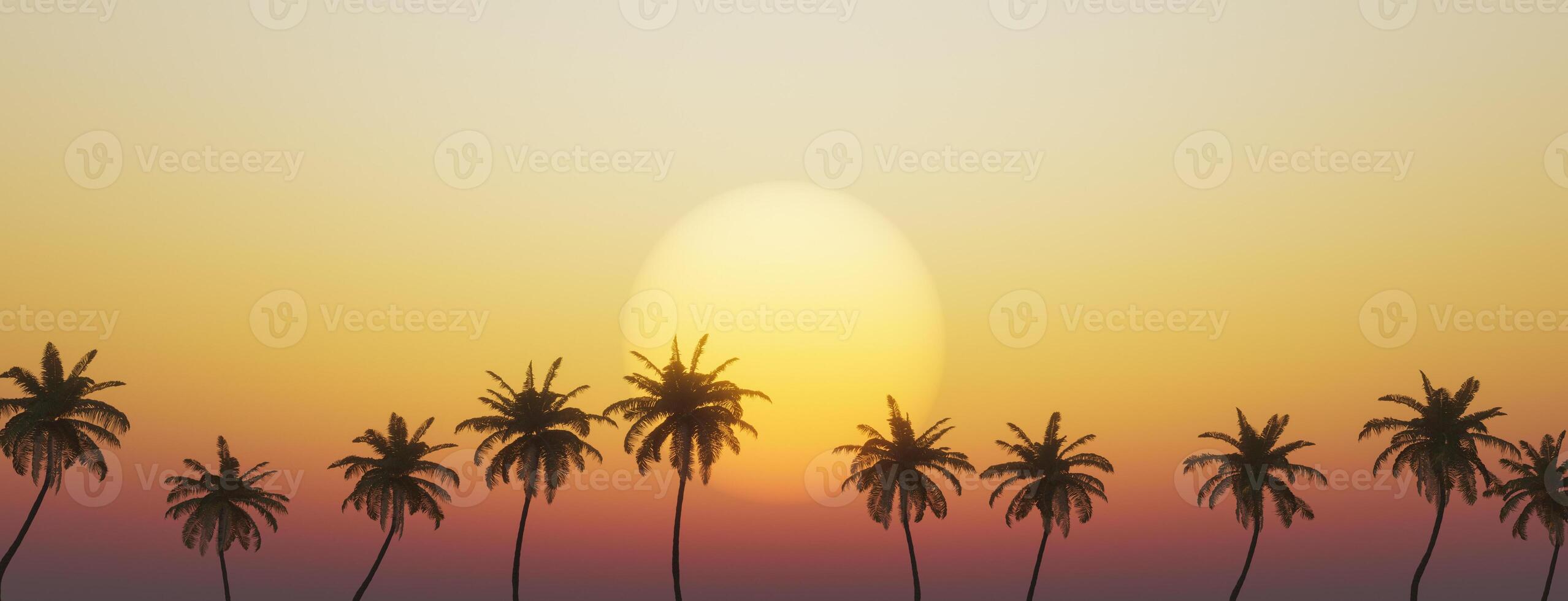 puesta de sol tropical con palmeras foto