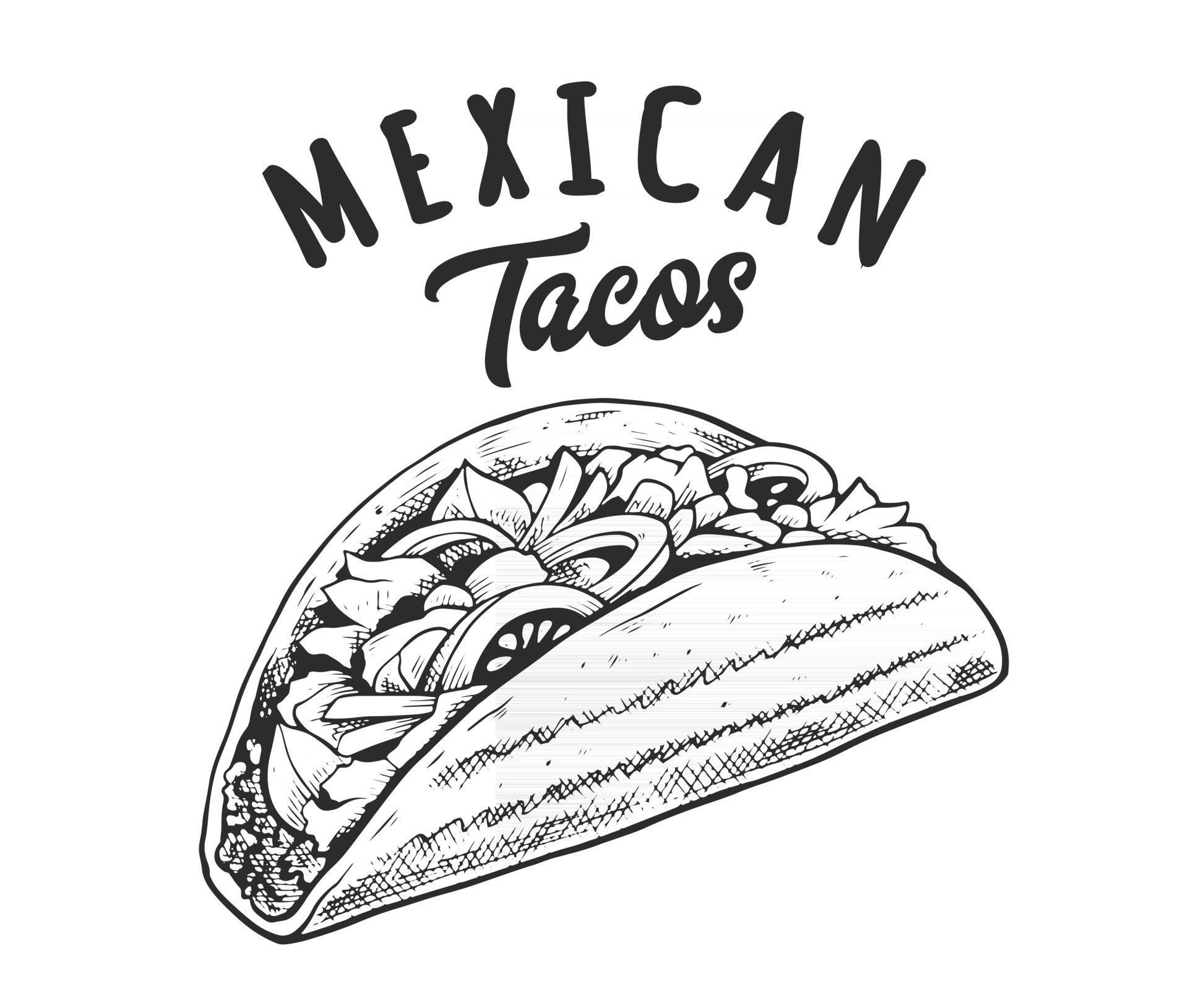 tacos retro emblema blanco y negro 3016398 Vector en Vecteezy