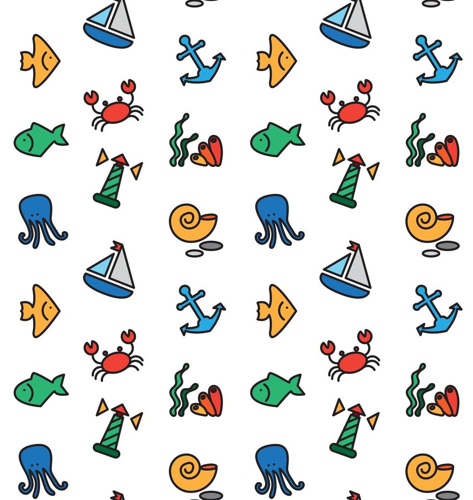 Isolated marine and fishing seamless pattern vector