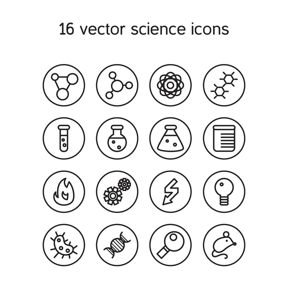 Science set icons vector
