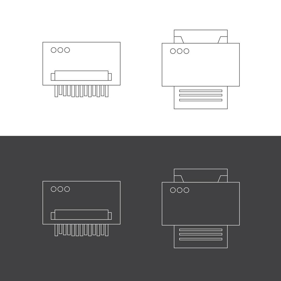 iconos planos de impresión y trituradora vector