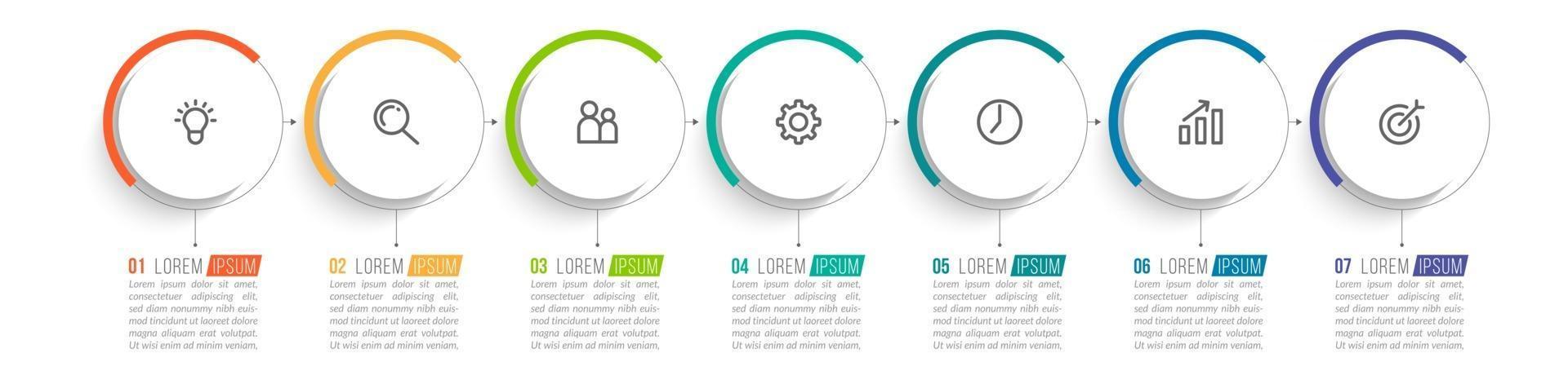 Infographic Design Template with Icons and 7 Options or Steps vector