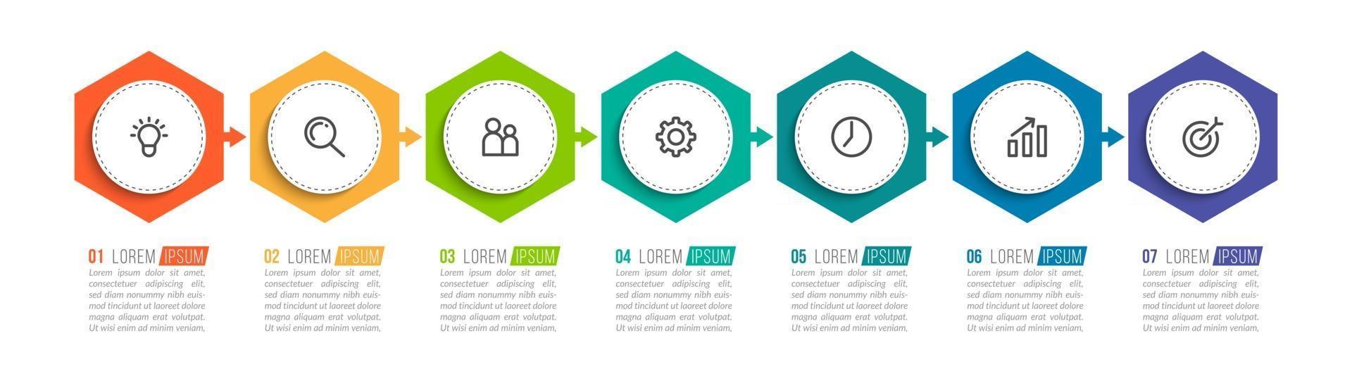 Infographic Design Template with Icons and 7 Options or Steps vector