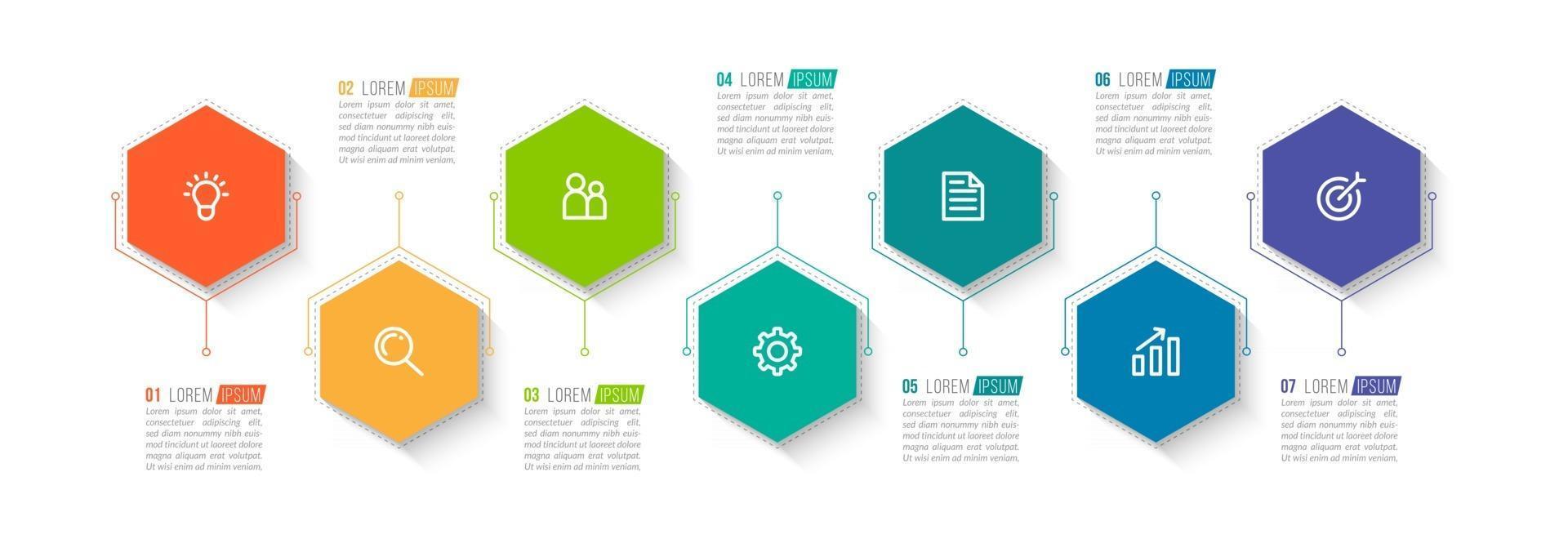 Infographic Design Template with Icons and 7 Options or Steps vector