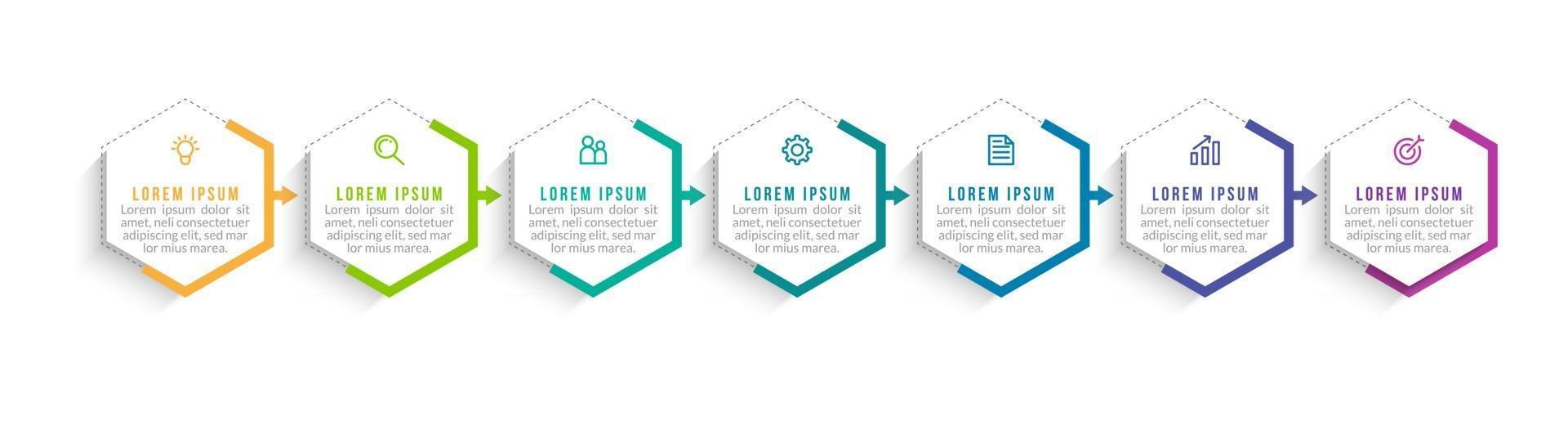 Infographic Design Template with Icons and 7 Options or Steps vector