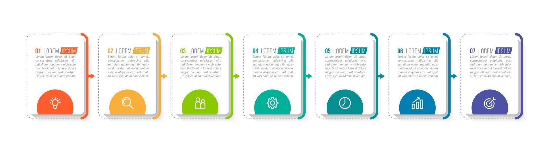 Infographic Design Template with Icons and 7 Options or Steps vector