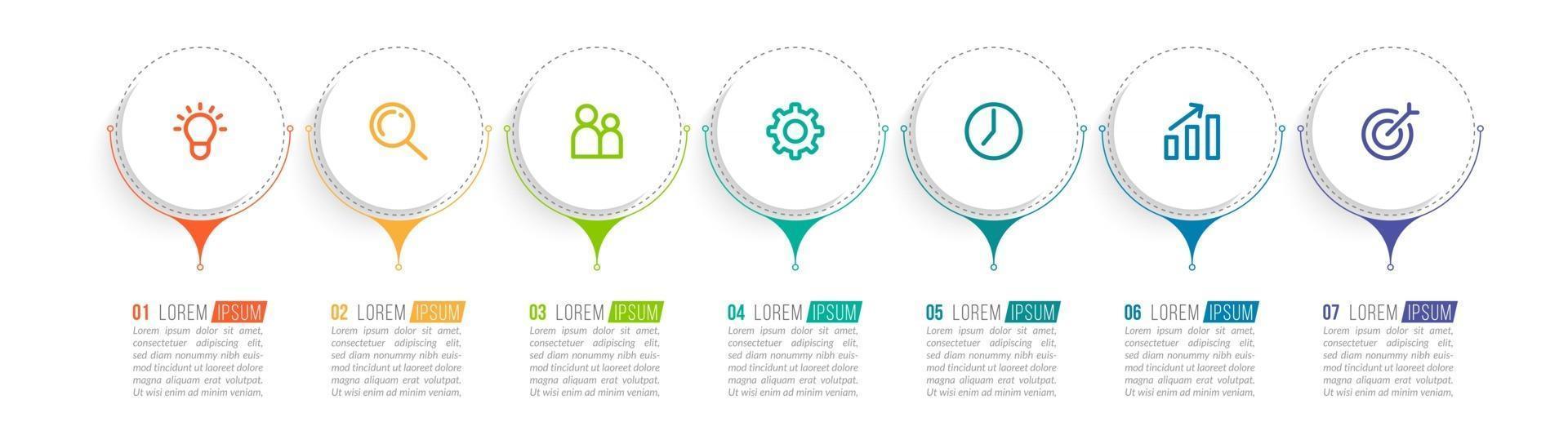 Infographic Design Template with Icons and 7 Options or Steps vector