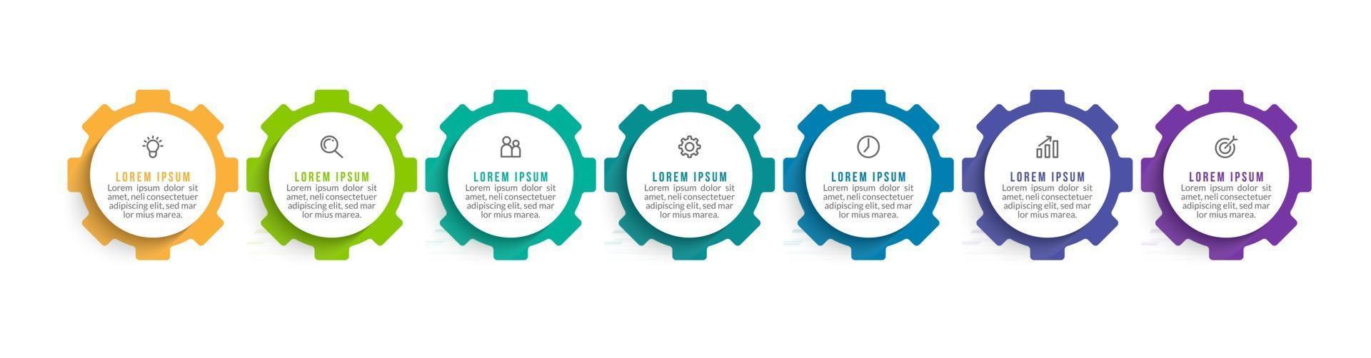Infographic Design Template with Icons and 7 Options or Steps vector