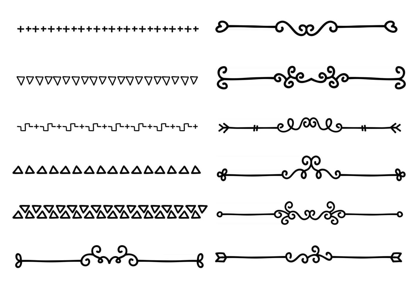 divisor ornamental floral dibujado a mano vector