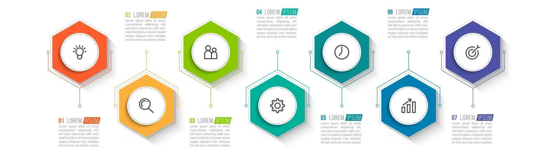 Infographic Design Template with Icons and 7 Options or Steps vector
