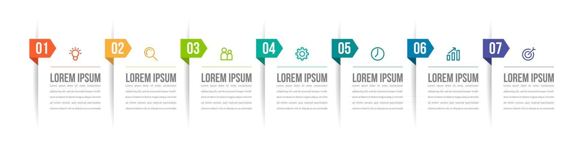 Minimal Infographic with 7 Steps vector