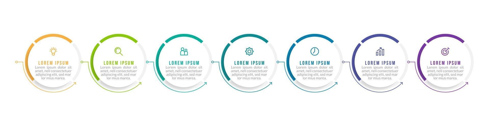 Infographic Design Template with Icons and 7 Options or Steps vector