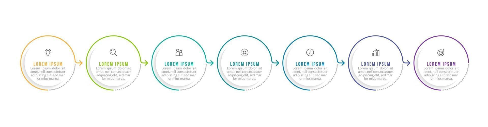 Infographic Design Template with Icons and 7 Options or Steps vector