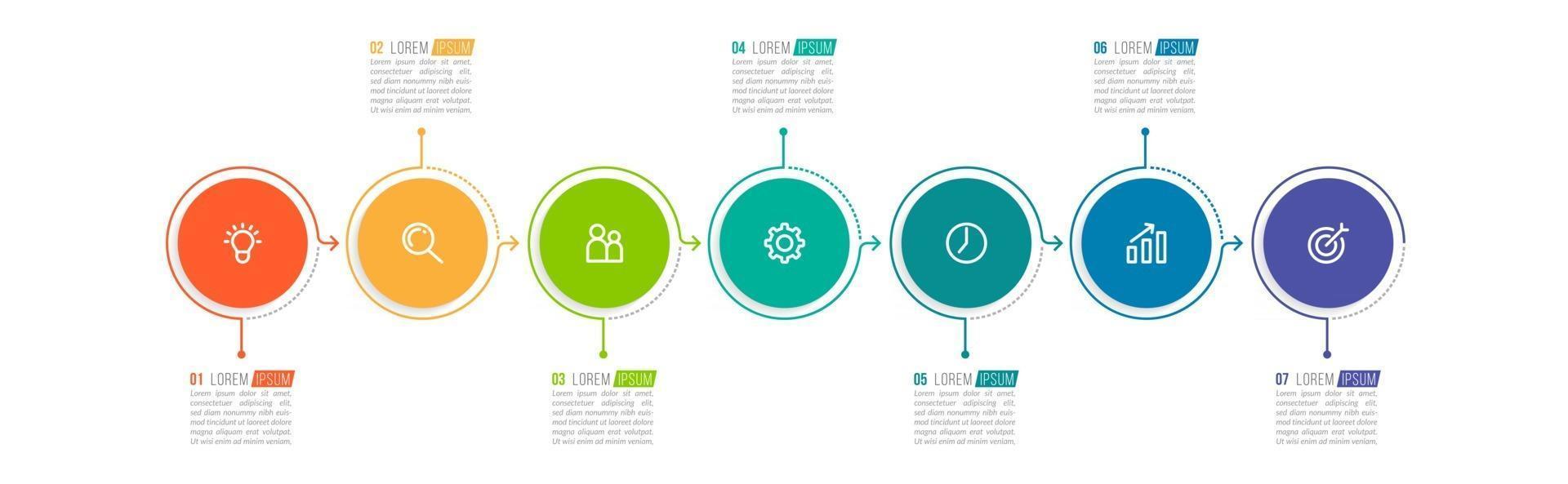Infographic Design Template with Icons and 7 Options or Steps vector
