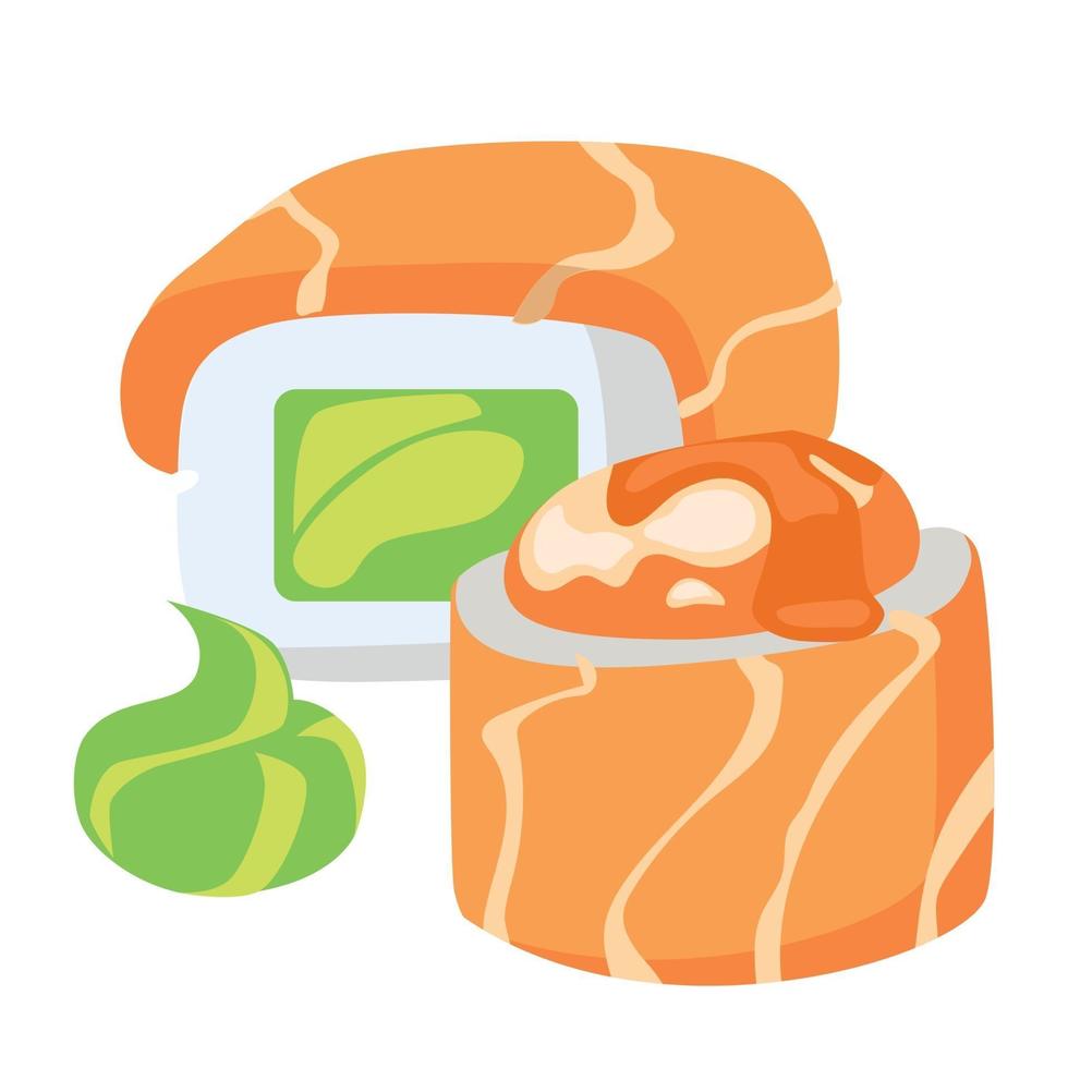 Realistic fish rolls, the national Japanese dish - Vector