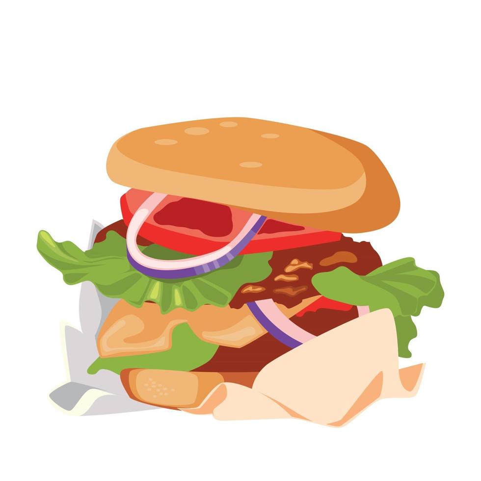 Realistic big hamburger on white background - Vector