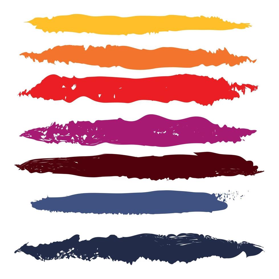 Various strokes of color paint on white background - Vector