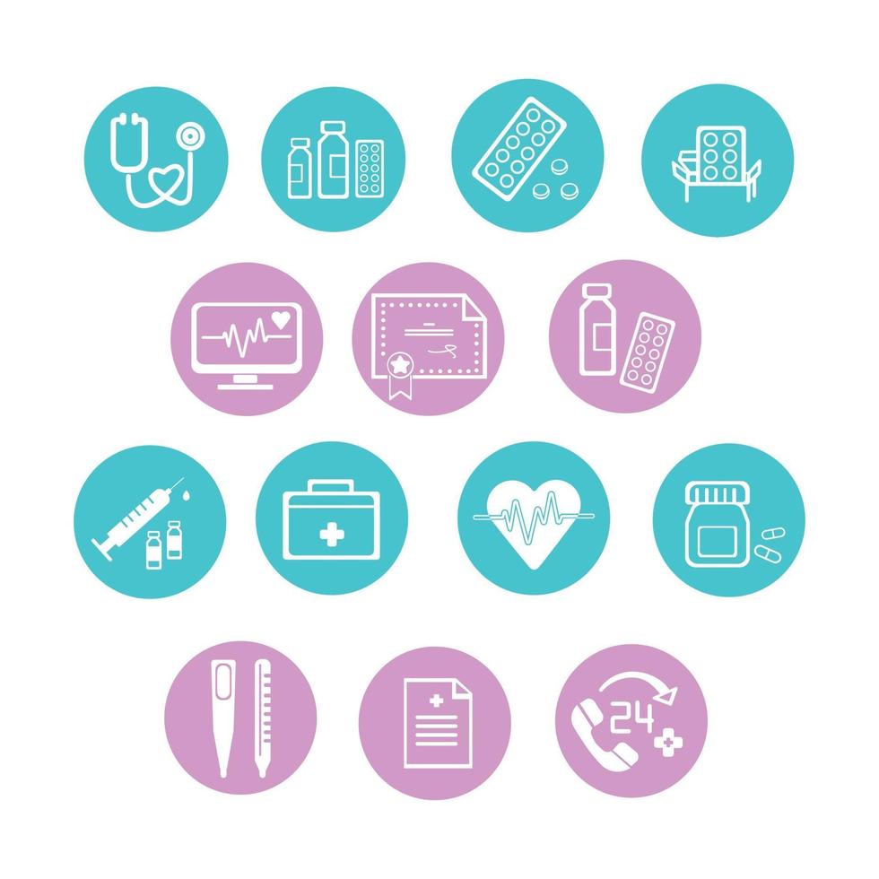 Selection of medical icons on white background - Vector