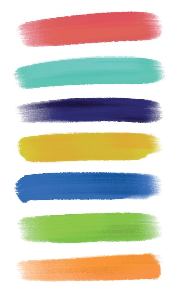 Various strokes of color paint on white background - Vector