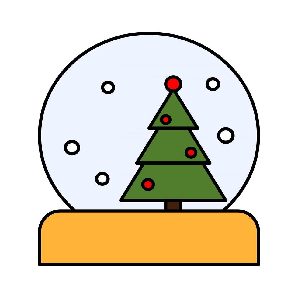 bola de cristal con árbol de navidad verde y nieve. vector