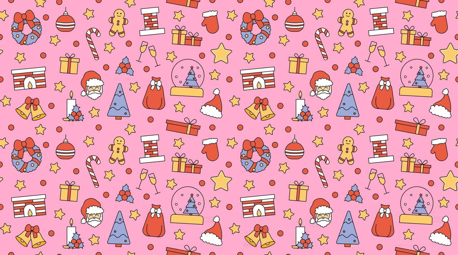 Seamless repeating pattern with Christmas and Happy New Year symbols vector